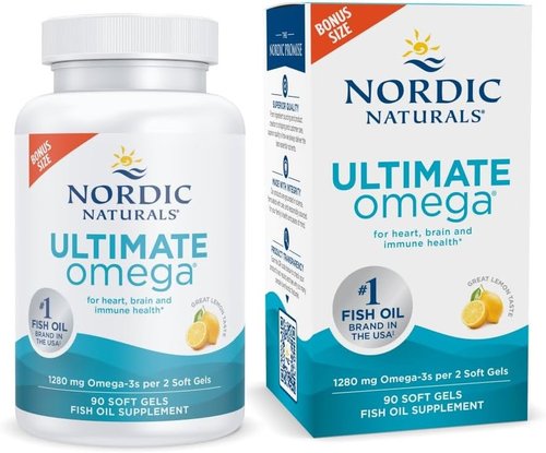 Nordic Naturals Ultimate Omega Soft Gels - High-Potency 1280 mg Omega-3 Fish Oil - Lemon Flavor - 90 Count