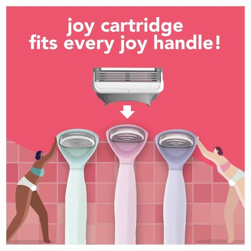 joy Razors for Women, 1 Handle, 8 Razor Blade Refills, Pink, Lubrastrip to Help Avoid Skin Irritation