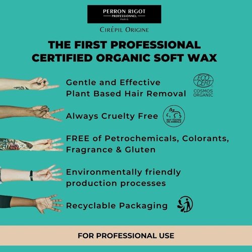Cirepil - Origine - 400g / 14.11 oz Soft Wax Tin - Cosmos Certified Organic Strip Wax - 100% Natural with Jojoba Oil - Fragrance-Free for Sensitive Skin - Professional Body Depilatory Refill