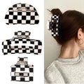 Vintage Checkered Y2K Hair Barrettes - Aesthetic 3-Piece Claw Clips for Women & Girls