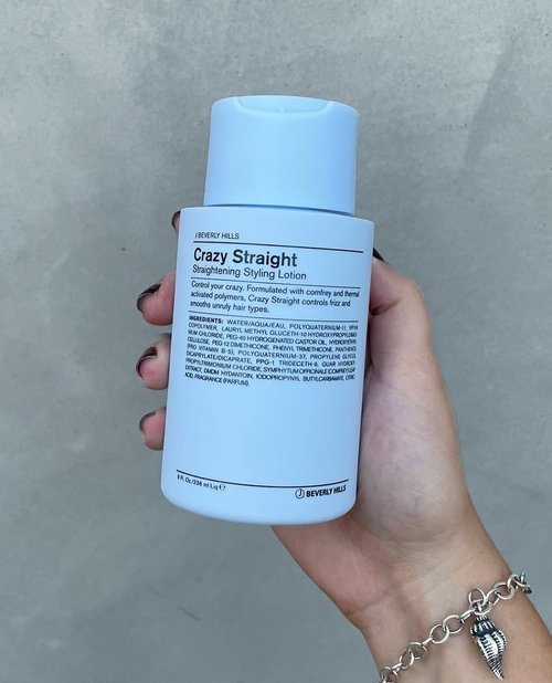 J Beverly Hills Blue Crazy Straight Styling Lotion - Frizz Control with Vitamin B5, 8 Oz