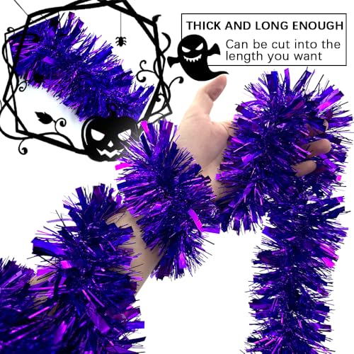 33ft Purple Christmas Tinsel Garland - Holiday Decor for Trees, Fireplace & More