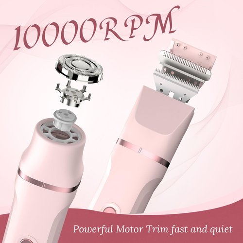Bikini Trimmer for Women，Electric Body Hair Trimmer, 3 in 1 Wet/Dry Shaver Groomer, Replaceable Ceramic Blade Heads, Electric Razors for Women Legs, Bikini Shaver