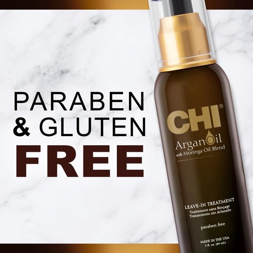 CHI Argan Oil Leave-In Treatment - Lightweight Formula with Moringa Oil for Moisturizing Dull Hair | 3 Oz