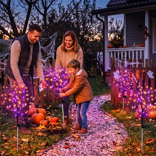 Outdoor Solar Halloween Tree Lights Set - Waterproof 31.5 Inch Decoration