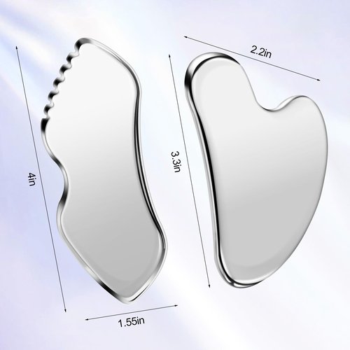 heqxwl 2 Pcs Stainless Steel Scraping Facial Tool for Jawline Sculpting and Decongestive Lymphatic Drainage, Face Massager Tool