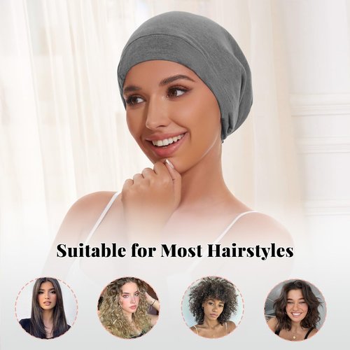 Kafteri 2 PCS Satin Silk Bonnet for Sleeping Women,Double Layer Hair Wrap Sleeping for Women Men, Silk Satin Lined Beanie Sleep Cap for Curly Hair Adjustable