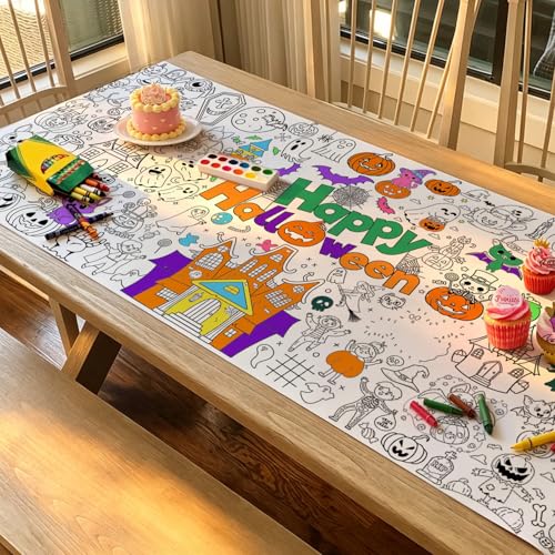 Halloween Coloring Tablecloth 31x72 Inch Kids Art & Party Decor