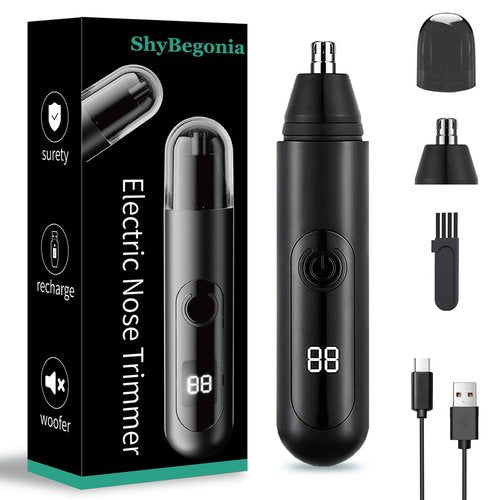 Nose Hair Trimmer for Mens and Women- 2025 Professional Painless Eyebrow & Facial Hair Trimmer for Men Women, Battery-Operated Trimmer with IPX7 Waterproof, Dual Edge Blades for Easy Cleansing Black