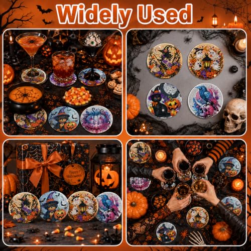 Gorgeous Halloween Diamond Art Coasters Kit - 10 pcs with Stand