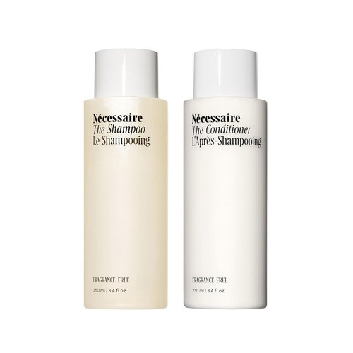 Nécessaire The Hair Duo | Fragrance-Free Shampoo and Conditioner Set - 2 Full-Size Bottles with Hyaluronic Acid & Vitamin B Complex