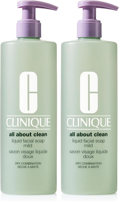 Clinique 3-Step Facial Cleanser - Gentle Face Wash for Dry Combination Skin | 13.5 Fl Oz (Pack of 2)
