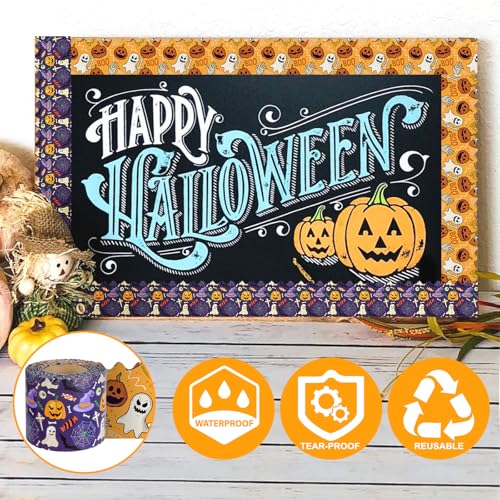 Halloween Bulletin Board Border Spooky Pumpkin Ghost 72ft - Black+Orange