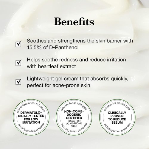 KIOSKIN 31% Reduction in Sebum & 15.5% High-Dose D-Panthenol | Calms Redness, Repairs Skin Barrier & Locks in Hydration | With Heartleaf Extract | Korean Skincare Daily Moisturizer (35 ml/1.18 fl.oz.)