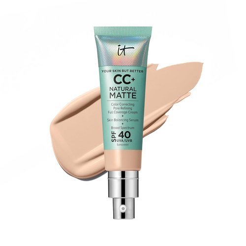 IT Cosmetics CC+ Cream Natural Matte - Full Coverage Foundation With SPF 40 | 16HR Shine Control, 1.08 fl oz