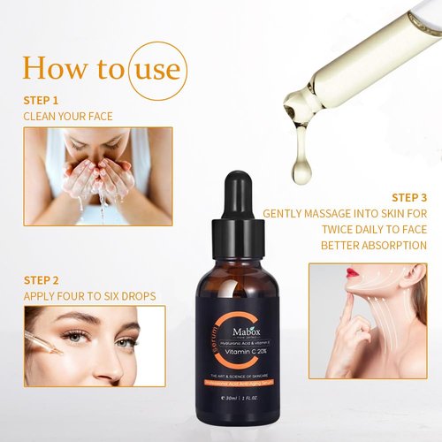 Skiennix Vitamin C Face Serum - Fade Dark Spots & Wrinkles with Hyaluronic Acid | 1 fl. oz.