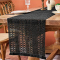 Black Macrame Burlap Table Runner - Farmhouse Boho Decor, 11.8 x 35.4 in - Variation of THIS listing
