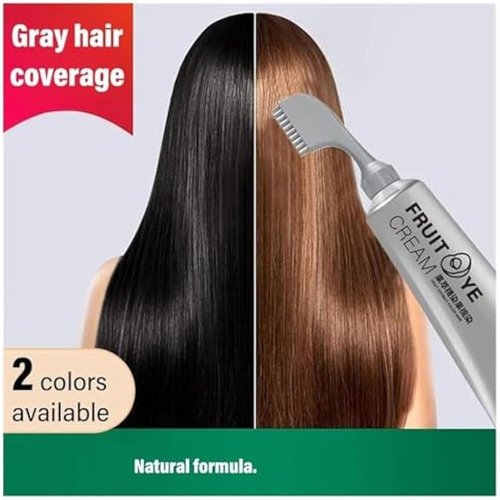 Skiennix Black Fruit Hair Dye Cream - Natural Grey Coverage for Men & Women | Dark Brown Shade