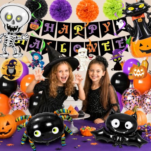 Halloween Party Decorations Set with Banner Balloons and Themed Ornaments