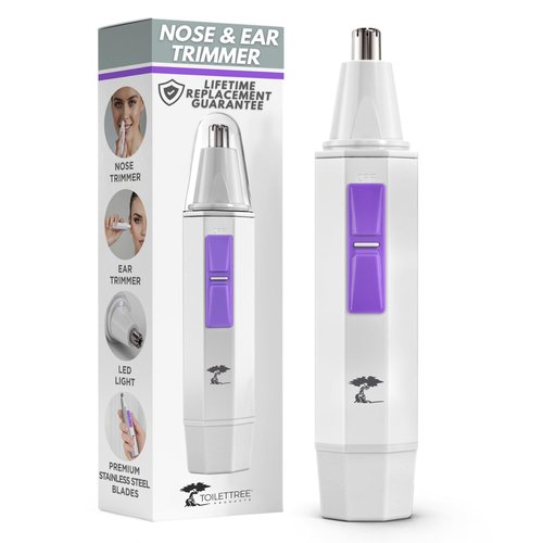 ToiletTree Products Nose Hair Trimmer for Women with LED Light - with Stainless Steel Blades, Water Resistance - Ear Nasal Hair Cutter/Removal