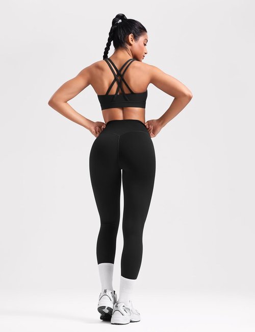 POSHDIVAH Women's Mid-Impact Sports Bra - Removable Padding & Criss Cross Back for Yoga, Running & Gym