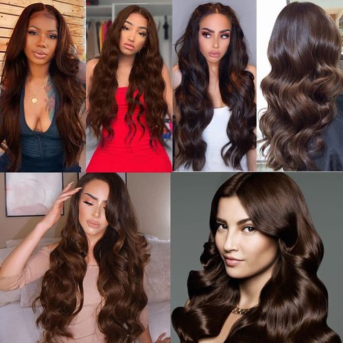 FuivJuix #4 Brown Bundles Body Wave Bundles Human Hair 14 16 18 Inch Brazilian Virgin Hair Chocolate Body Wave Bundle Human Hair Extensions 150 Gram