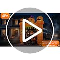 Halloween Inflatable Pumpkin Castle Car Decorations Kit - 6 FT with LED Lights