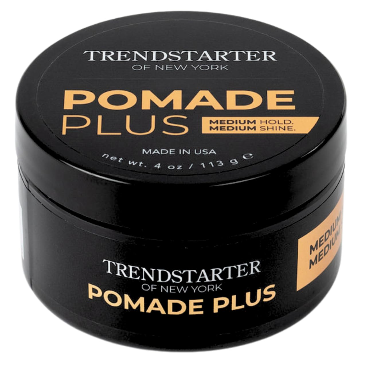 TRENDSTARTER Pomade Plus - Medium Hold & Shine - 4oz Flake-Free Water-Based Hair Gel for All Hair Types
