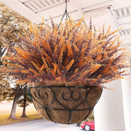 Artificial Fall Flowers Outdoor Brown 36 Bundles UV Resistant Faux Autumn Plants