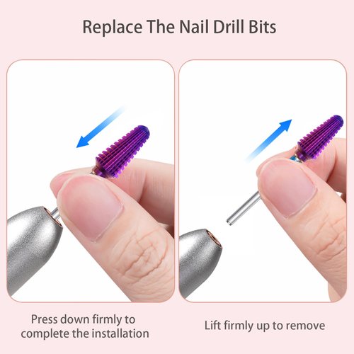 ERUIKA Tungsten Carbide Tornado Nail Drill Bits,3/32'' Two Way Safety Use Efile Multi-function Bits,Suitable Fast Remove for Acrylic Gels Manicure Pedicure Rotary Tools (Purple, Medium - M)