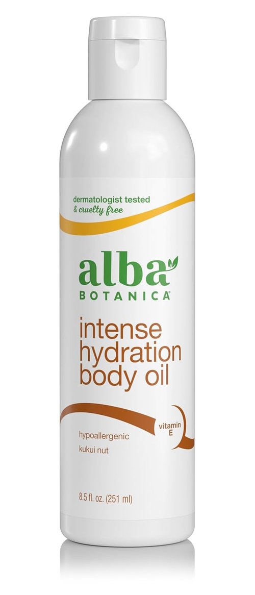 Alba Botanica Intense Hydration Body Oil - Kukui Nut & Vitamin E, 8.5 Oz for Deep Moisture