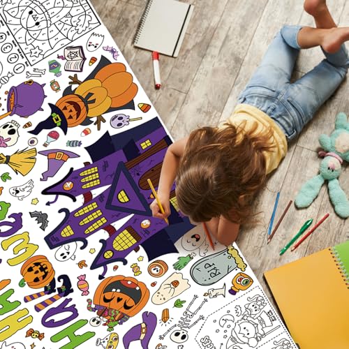 Halloween Giant Coloring Poster - 31.5 x 72 Inch, Group Activity & Party Decor