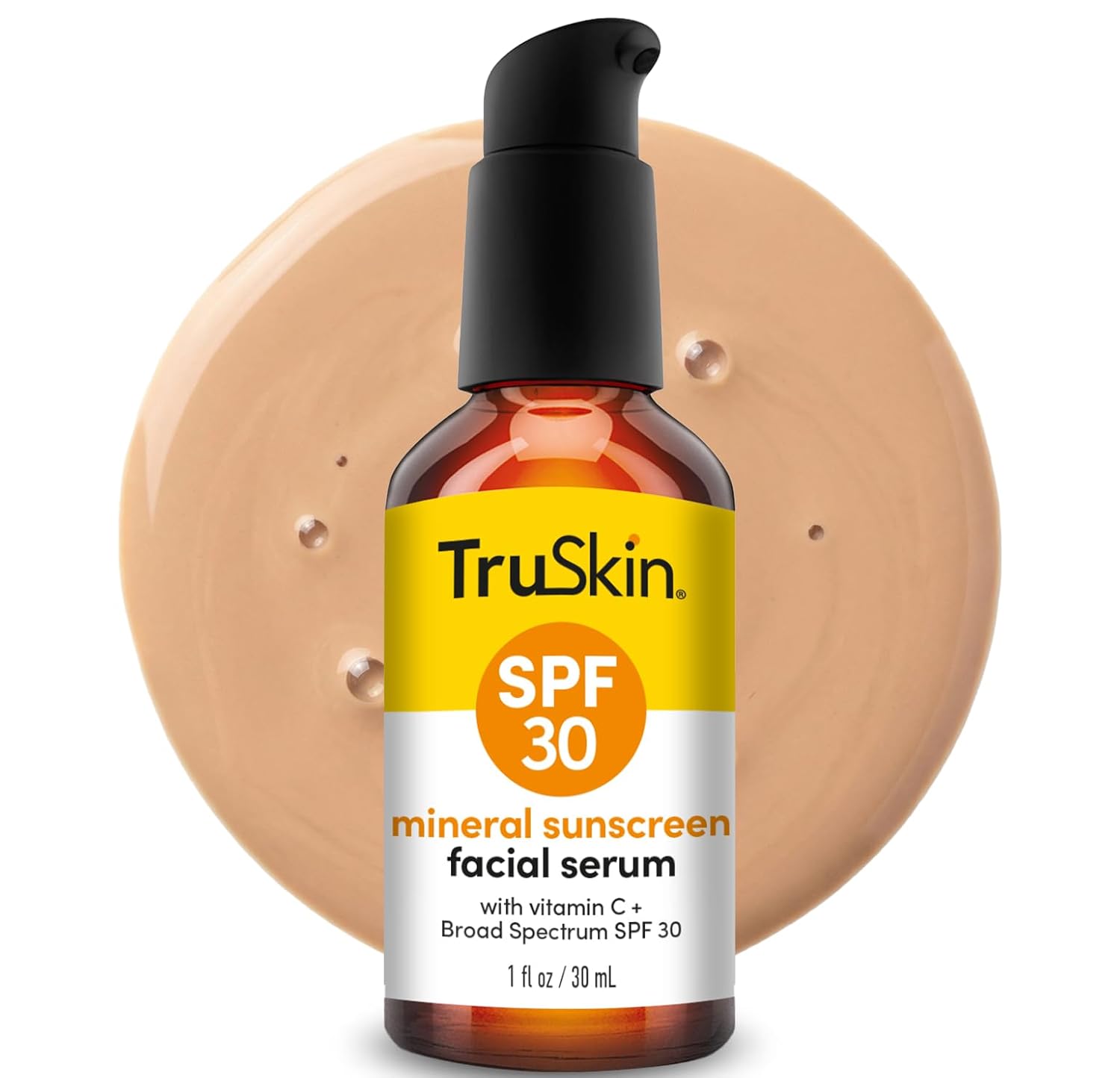 TruSkin Sunscreen Serum - SPF 30 Tinted Mineral Face Serum with Zinc Oxide & Vitamin C | 1 fl oz