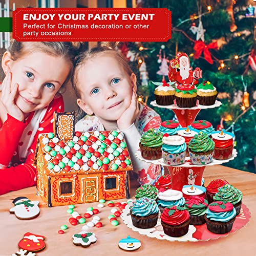 Christmas Tree Cupcake Stand 3-Tier Santa Claus Dessert Display Rack