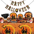 Halloween Castle Party Supplies Set for 24 Guests - Disposable Dinnerware & Decorations