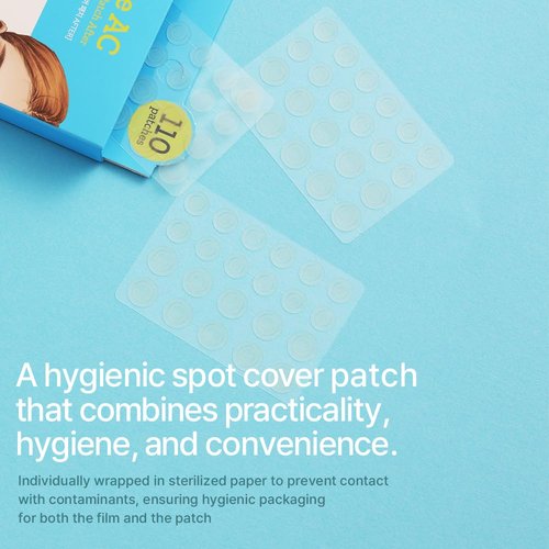 Ariul True AC Spot Cover Patch – Hydrocolloid Acne & Pimple Patches with Niacinamide & Tea Tree, Invisible Cover, 110 Count (10mm x 60 + 12mm x 50)