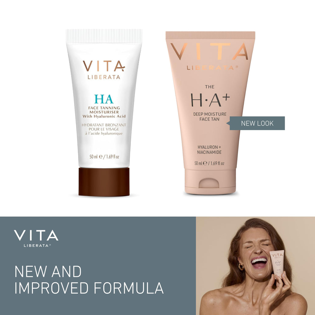 VITA LIBERATA Face Tanning Moisturizer 1.69 fl oz with Hyaluronic Acid & Niacinamide - Nourishing, Ultra Hydrating Moisturizer, For a Sun-Kissed, Radiant Glow, Customizable Tan, Fades Evenly