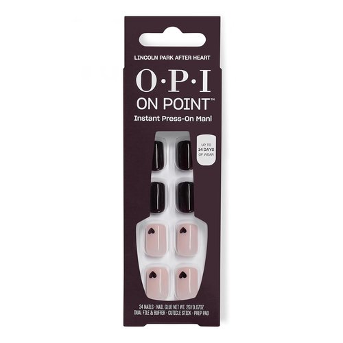 OPI On Point Press On Nails - Short Round & Squoval Accent Nail Art | 24 Count With Glue | Long-Lasting & Reusable
