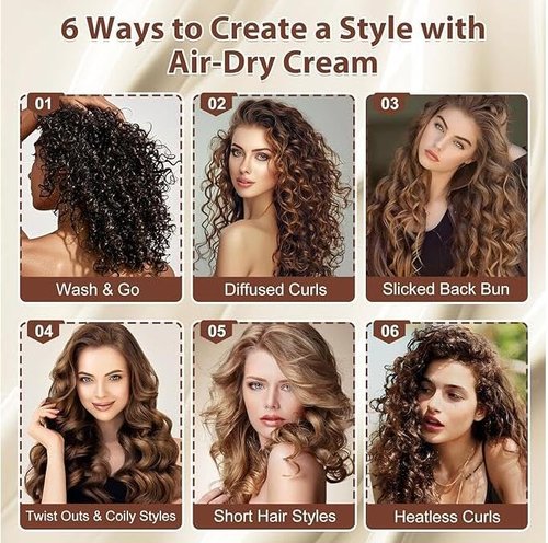 Skiennix Smoothing Air Dry Cream - Frizz Control Lotion for Curly, Wavy & Straight Hair | Hydrating Formula