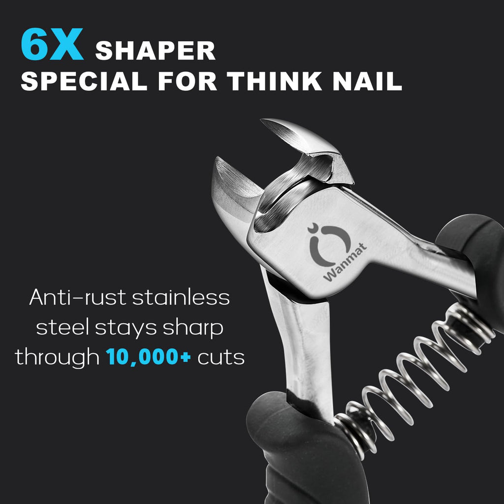 Wanmat Toenail Clippers, Professional Thick & Ingrown Nail Clippers for Men, Pedicure Clippers Toenail Cutter, Upgraded Toe Nail Clippers with Catcher and Non-Slip Handle