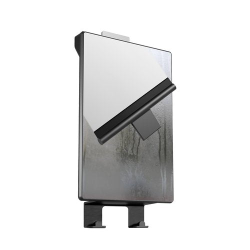 HONEYBULL Fogless Shower Mirror for Shaving – Anti Fog Mirror for Shower with Water Tank, Adhesive Hook Mount, Bonus Razor Holder & Squeegee – for Men and Women, Small Bathroom Accessory (Black)