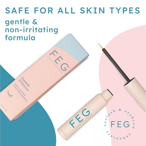 FEG Eyelash Enhancer Rapid Eyelash Growth Serum with Natural Ingredients | Lash Serum for Growing Naturally Thick, Full, and Long Eyelashes | Stimulates Natural Eyelash Growth | 3-Pack of 3ml Tubes