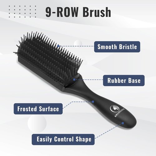 BrushZoo Hair Brush Set - Detangling Brushes for Curly & Natural Hair | Includes Wide Tooth Comb & Spray Bottle
