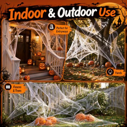 Land Guard 1000 Sq Ft Spider Web with 50 Artificial Spiders Halloween Decor