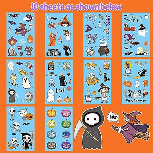 Glow Halloween Temporary Tattoos - 10 Sheets Kids Party Favors & Decorations