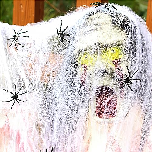 Halloween Spider Web Decoration with 100 Fake Spiders - 1200 Sqft Stretchable Indoor & Outdoor Cobwebs