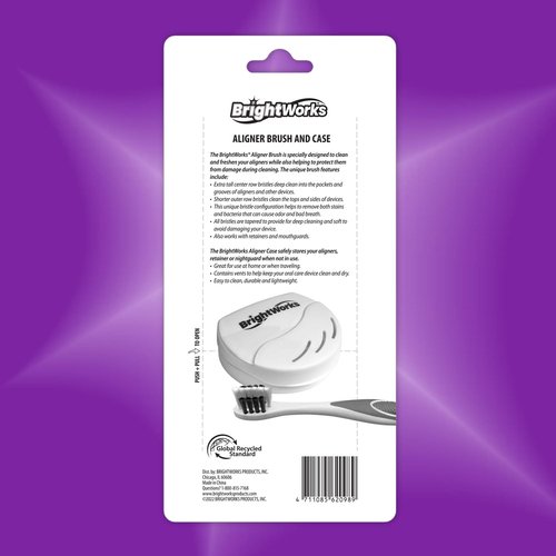 BrightWorks Aligner Brush and Case - Safely and Effectively Cleans and Stores Aligners