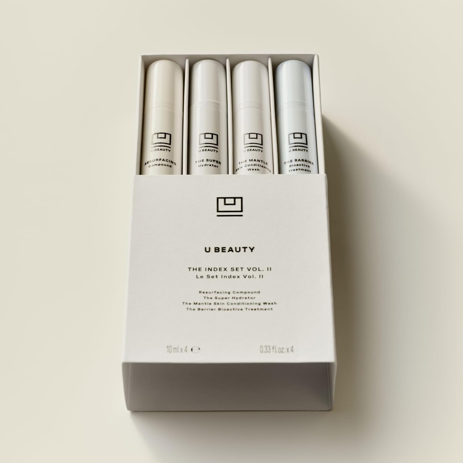 U Beauty Trial Index Set Volume 2 - 4-Piece Skin Care Set with Gentle Cleanser & Hydrating Night Cream | 0.33 fl oz