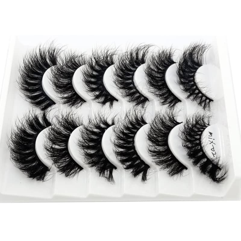 False Eyelashes 6 Pairs Cat-Eye Fluffy Faux Mink Lashes 8D Wispy Style Mix-02