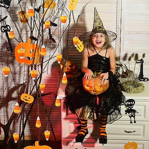 Halloween Candy Corn Ornaments - Fall Tree Decorations, Glitter 12 Pack